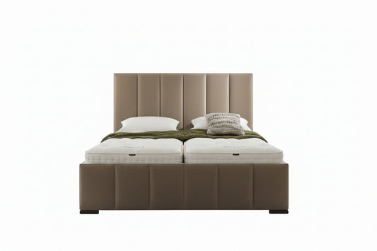 ELVO adjustable bed with vertical panel upholstered headboard and dual adjustable base
