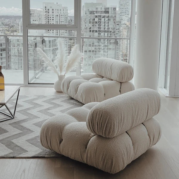 Storm Boucle 3 Seat Sofa + Stool