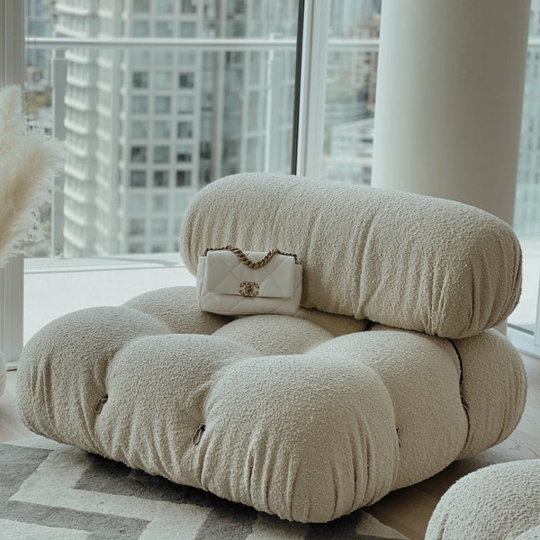 Storm Boucle 3 Seat Sofa + Stool