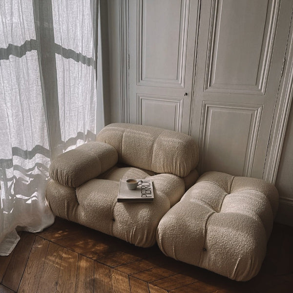 Storm Boucle 3 Seat Sofa + Stool