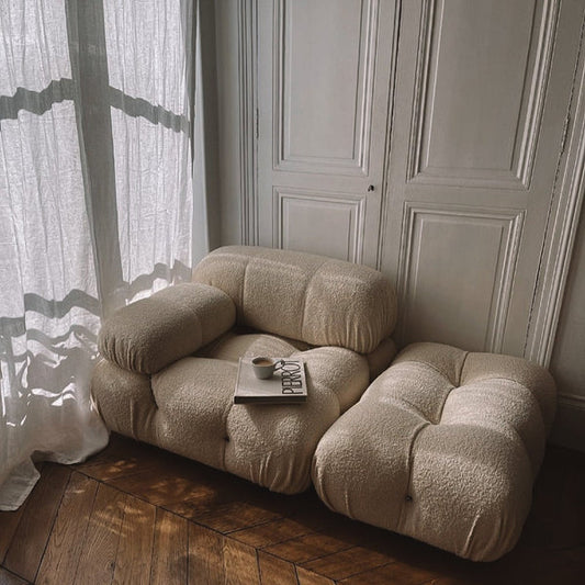 Storm Boucle 3 Seat Sofa + Stool