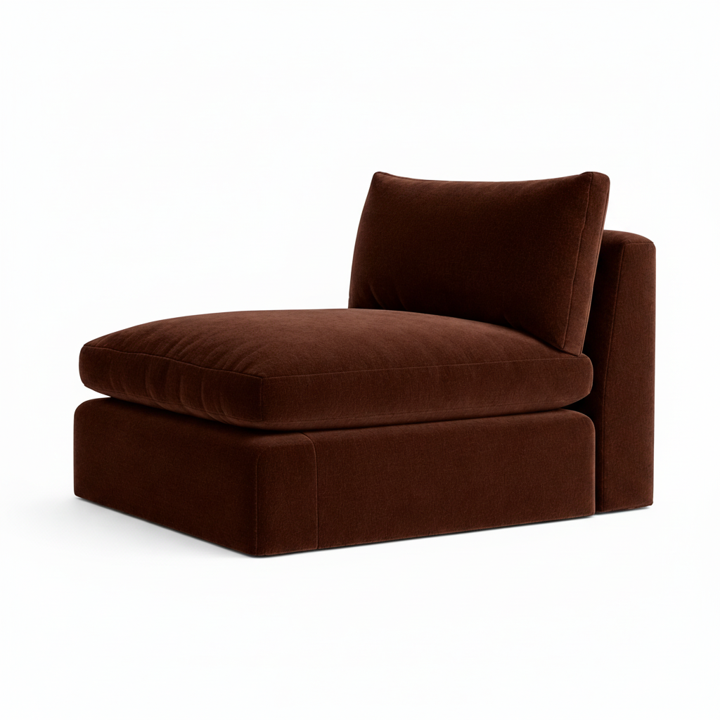 Brown upholstered sofa seat on a white background