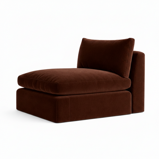 Brown upholstered sofa seat on a white background