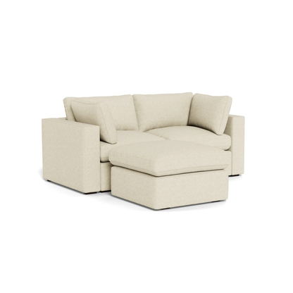 two seater sofa with footstool for added comfort and flexibility
