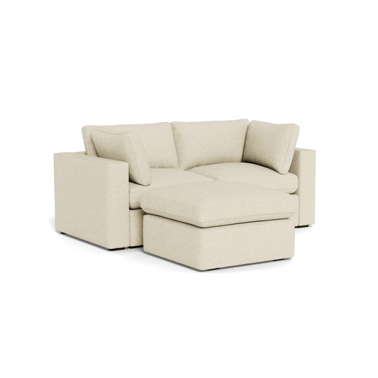 two seater sofa with footstool for added comfort and flexibility
