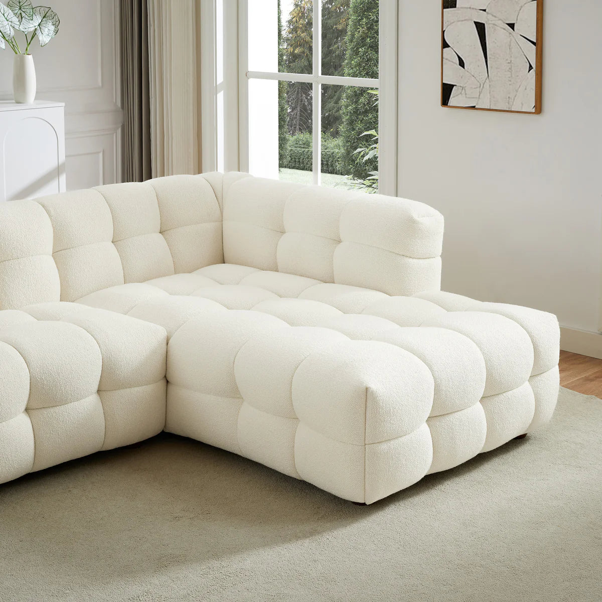 Kyla Soft Boucle Chaise L Shape Sectional Sofa