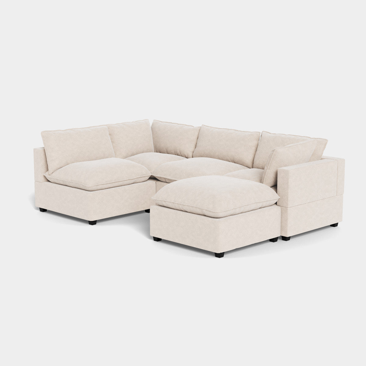 Poka L Shape Open End Modular Sofa + Footstool