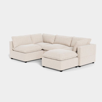 Poka L Shape Open End Modular Sofa + Footstool
