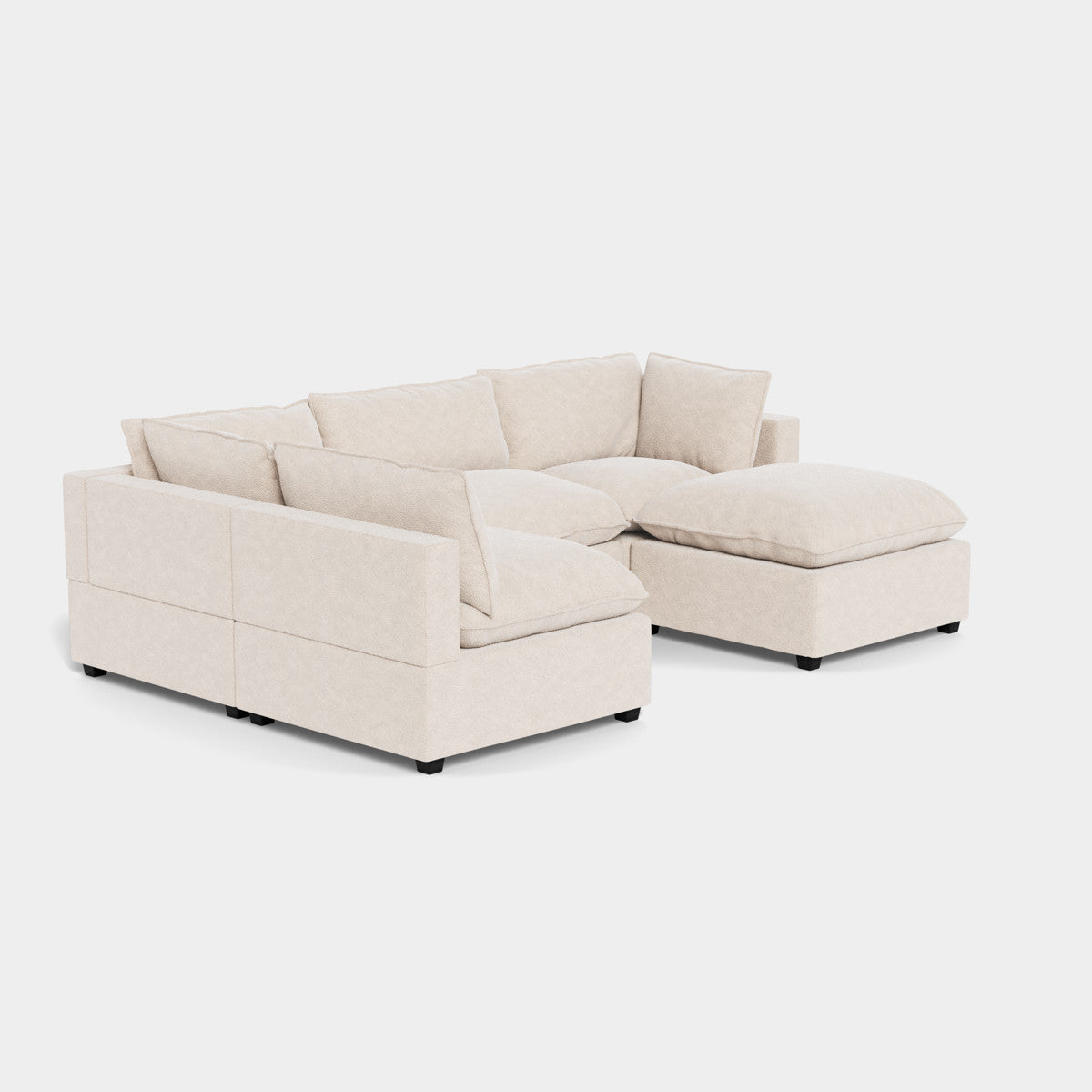 Poka L Shape Open End Modular Sofa + Footstool