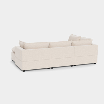 Poka L Shape Open End Modular Sofa + Footstool