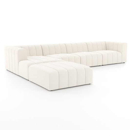 minimalist design with extended chaise and versatile footstool
