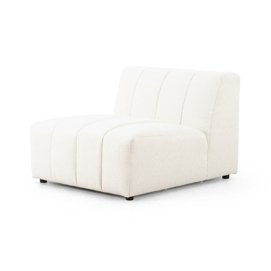 A white Kona single module with a sleek design and hidden feet, part of a modular furniture set.