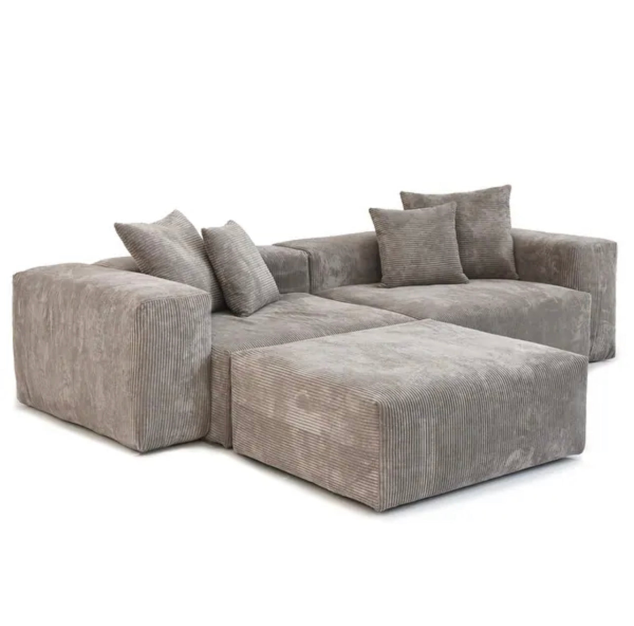 modern lounge sofa with footstool offering a relaxed aesthetic and flexible configuration options
