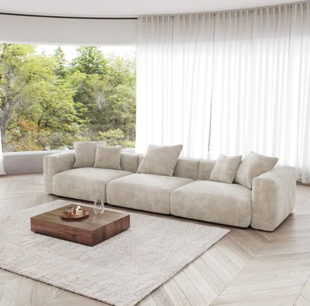 three seat modular sofa designed with soft upholstery and spacious seating for everyday comfort
