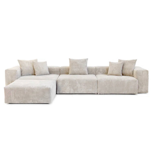 lusto modular 3 seater sofa with matching footstool designed for modern living and flexible lounging
