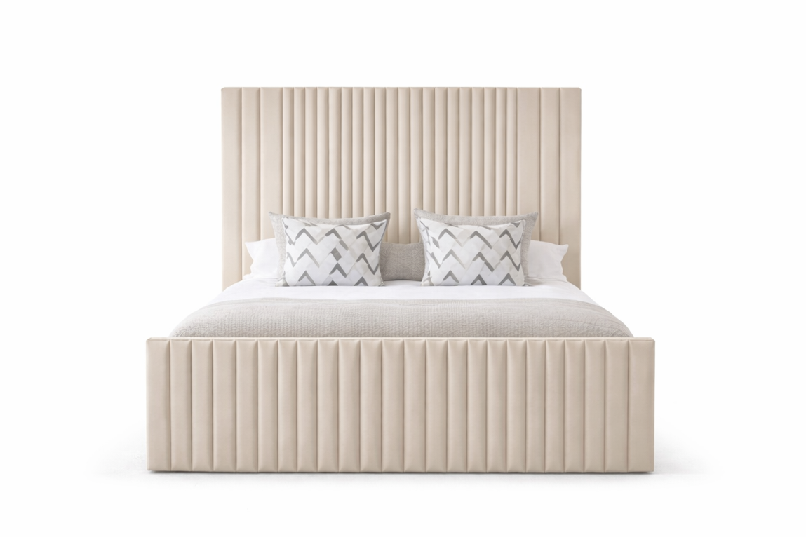  lyra bed with vertical channelling on headboard and footboard