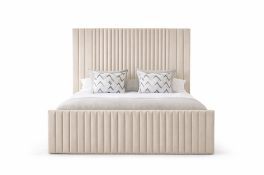  lyra bed with vertical channelling on headboard and footboard