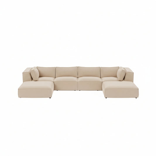 U shape sofa with footstool extension for added comfort
