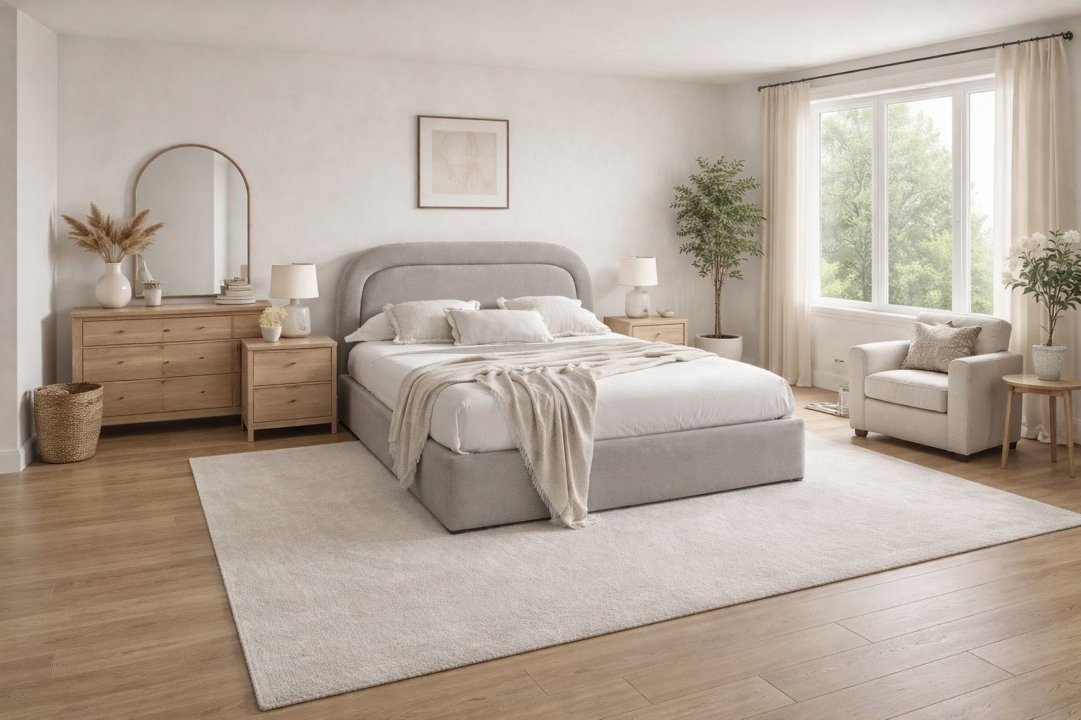 Rounded Upholstered Frame with Soft Minimalist Design
Alt text: contemporary bed with rounded silhouette and neutral fabric upholstery