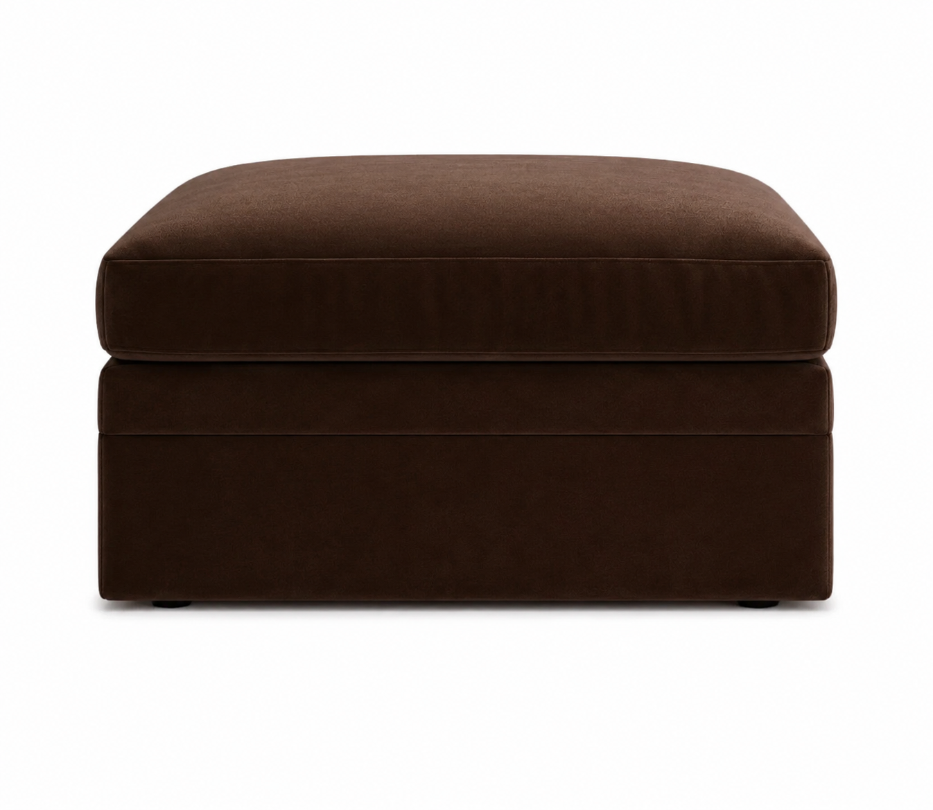 Brown storage ottoman on a white background