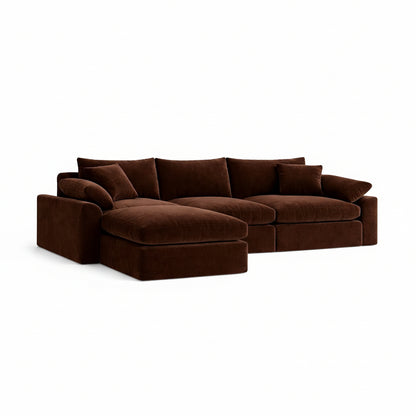 modular chaise sofa delivered flat packed with deep cushions and contemporary styling
