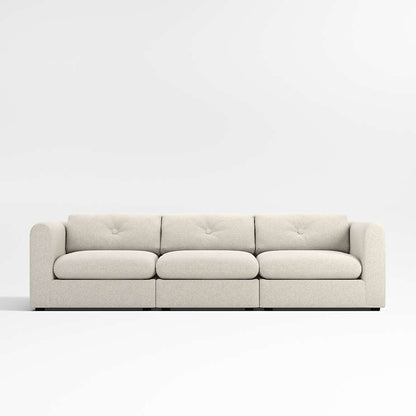 Nobu 3 piece modular sofa in luxe fabric with contemporary minimalist design