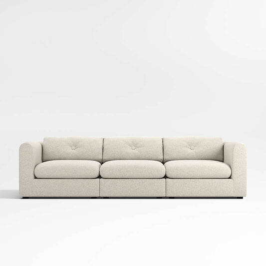 Nobu 3 piece modular sofa in luxe fabric with contemporary minimalist design