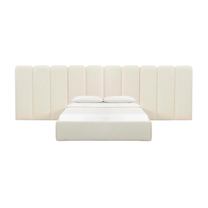 noir bed with dark upholstered frame and bold contemporary style