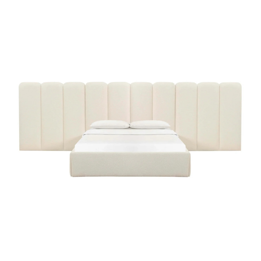 noir bed with dark upholstered frame and bold contemporary style
