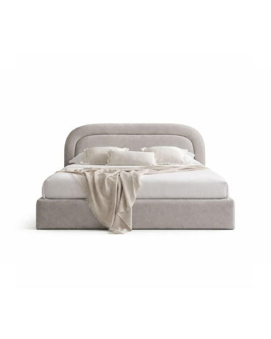 Curved Layered Headboard with Contemporary Style
Alt text: nola bed with curved layered headboard and soft upholstered frame