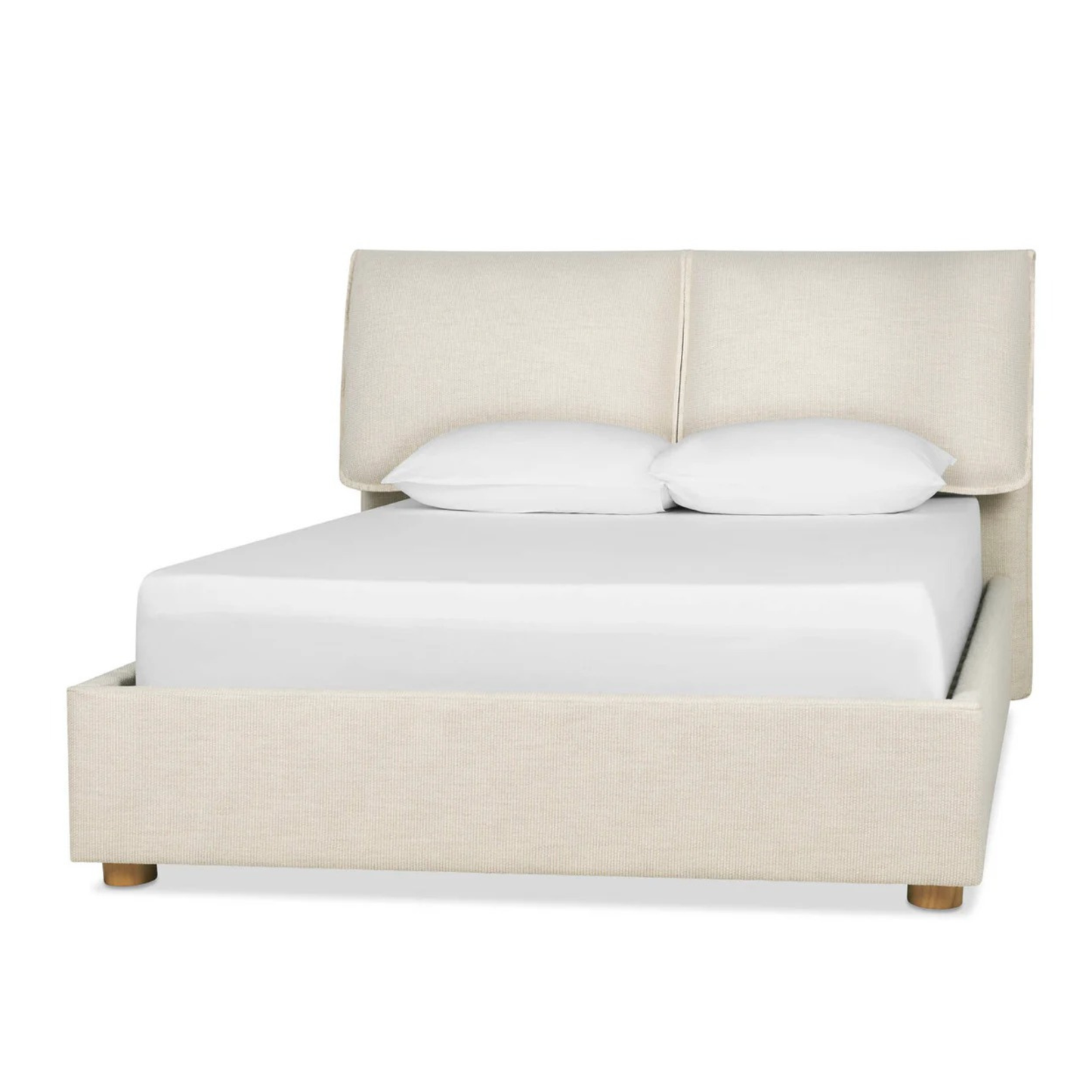 luxury upholstered bed with soft tones and modern bedroom styling