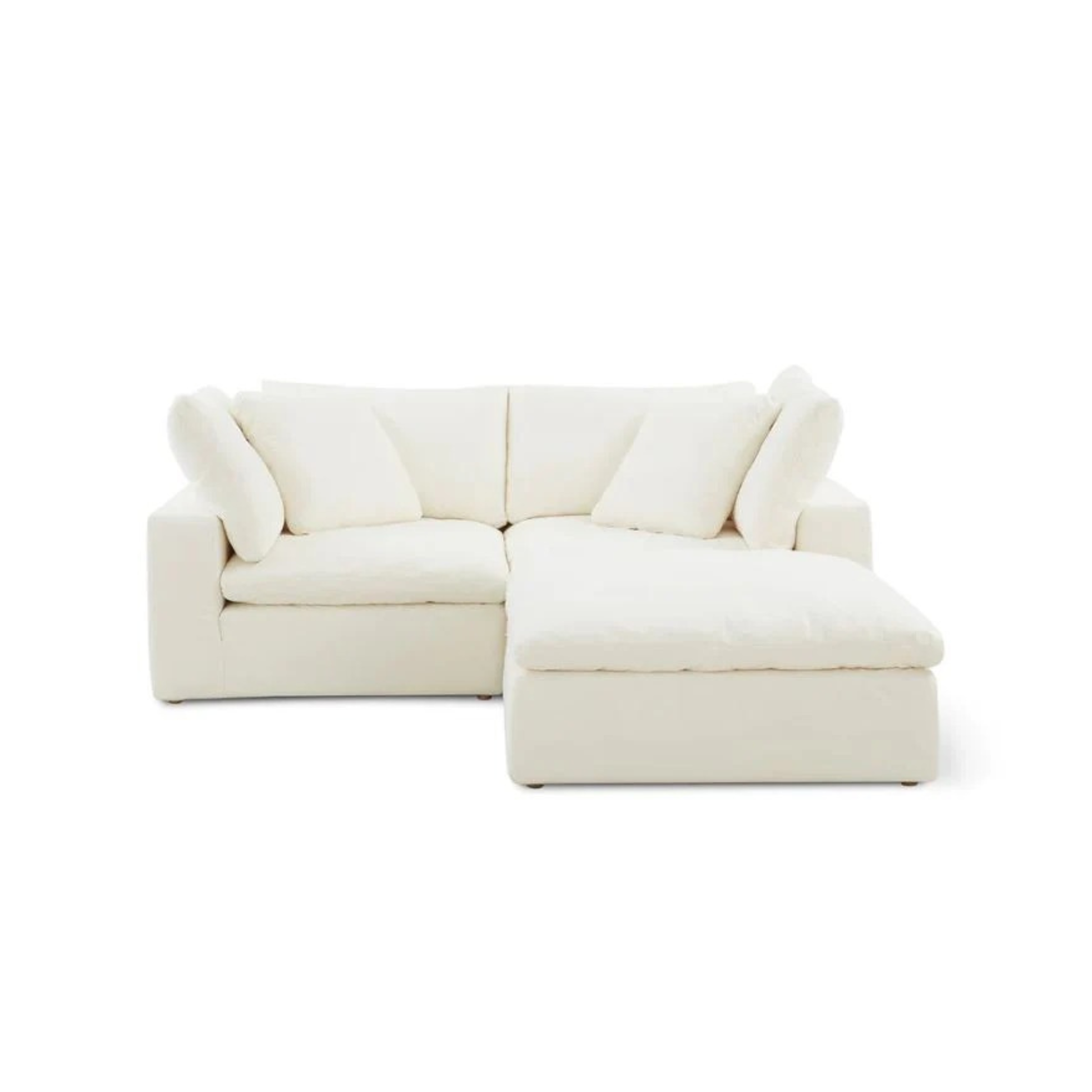 OPA Cloud modular medium sofa paired with matching footstool, featuring deep cushions and modern design
