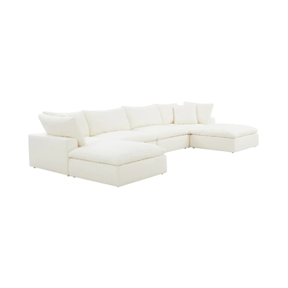 Cloud modular XL U shape sofa featuring two footstools for adaptable seating and extended lounging
