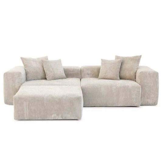 modular 2 seat sofa with footstool offering plush comfort and flexible seating arrangements
