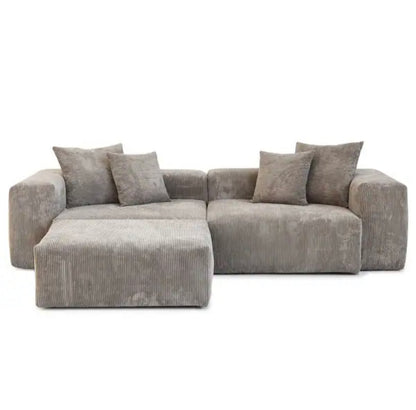 luxury modular 2 seater sofa with footstool upholstered in high-quality fabric for everyday comfort
