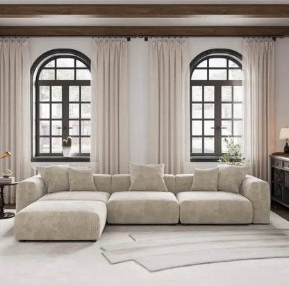 modular 3 seater sofa with coordinating footstool offering plush comfort and versatile seating options
