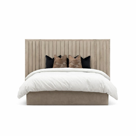 Strong panelled design softened by a fully upholstered, inviting frame