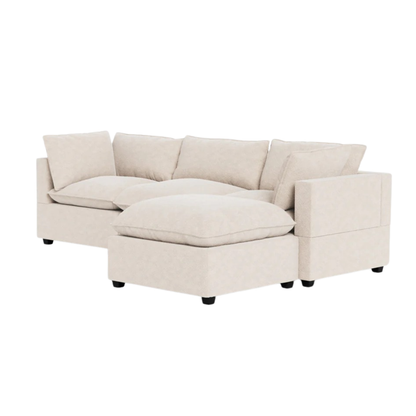 The Poka 3 Seater Sofa with matching stool brings together relaxed luxury and contemporary design. Its clean silhouette and generous proportions create a calm, inviting centrepiece—perfect for modern living spaces.
