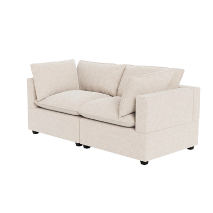 Poka modular 2 seater sofa with deep cushions and relaxed seating design
