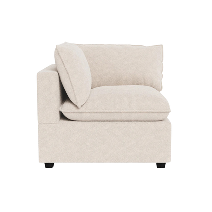Designed as the foundation of the Poka configuration, this corner module blends structured lines with generous cushioning. Its deep, inviting seat and softly tailored back cushions create a refined balance between contemporary design and everyday comfort.
