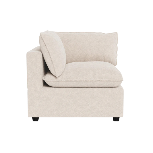 Designed as the foundation of the Poka configuration, this corner module blends structured lines with generous cushioning. Its deep, inviting seat and softly tailored back cushions create a refined balance between contemporary design and everyday comfort.
