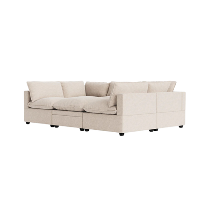 Clean lines, tailored upholstery, and considered detailing reflect a commitment to quality. Upholstered in your choice of premium fabric, the sofa is supported by a durable hardwood frame, ensuring lasting performance with a sophisticated finish.
