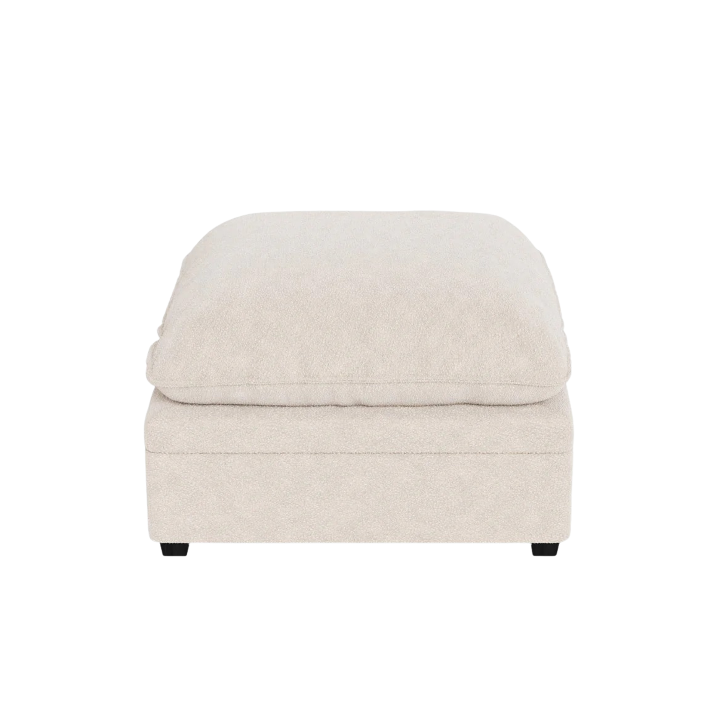 The Poka Storage Footstool presents a clean, minimal front profile with a soft, structured silhouette that enhances any modern living space. Its refined shape and tailored finish give it a subtle yet sophisticated presence.
