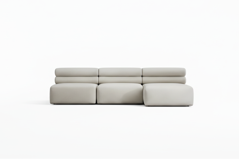  Roma 3 seat sofa lounge with open-end design in soft luxe fabric
