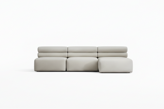  Roma 3 seat sofa lounge with open-end design in soft luxe fabric
