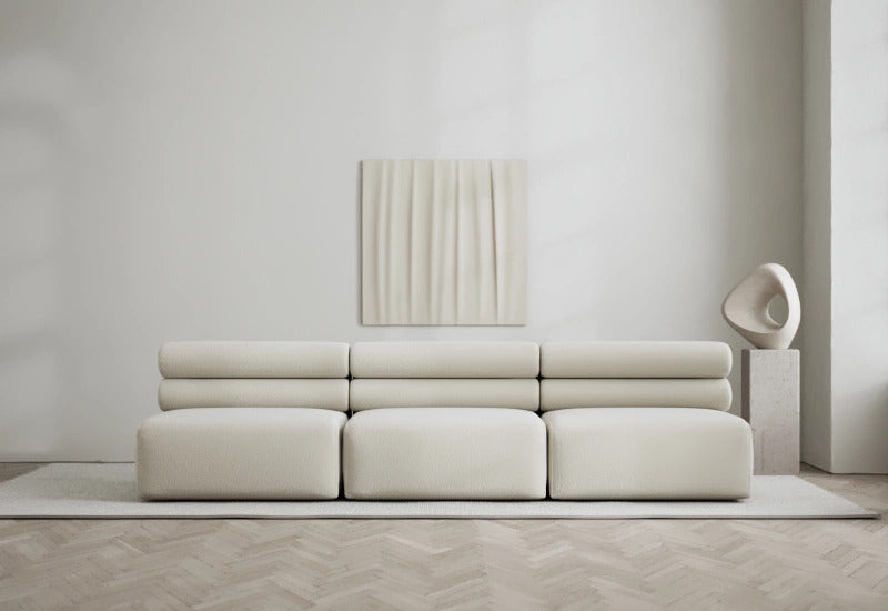 Roma 3 seater sofa featuring deep cushions and minimalist modern styling
