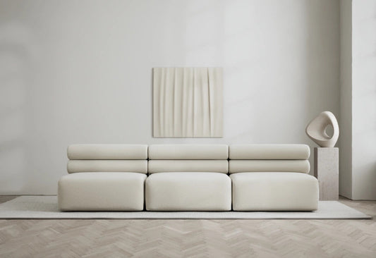 Roma 3 seater sofa featuring deep cushions and minimalist modern styling