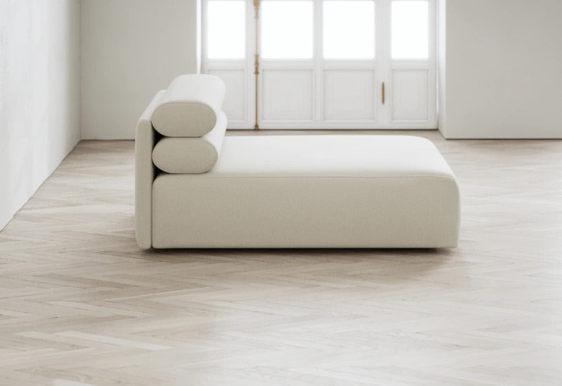 Roma lounge chair in luxe fabric with soft foam seating and minimalist style