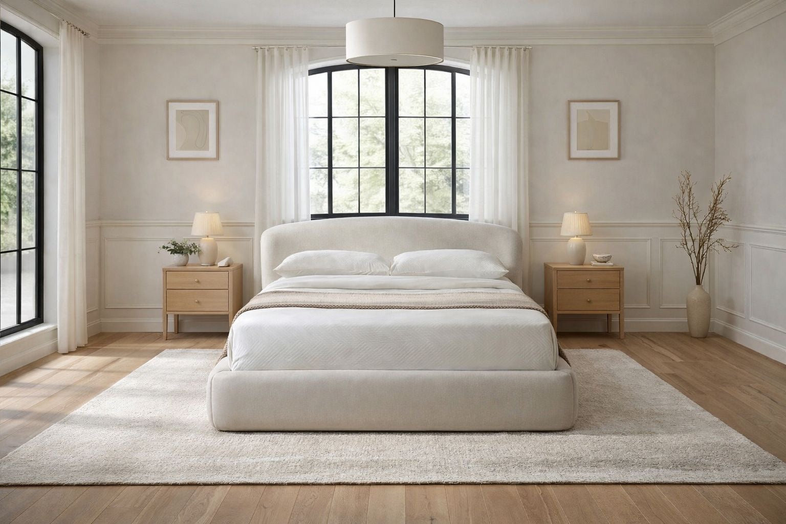  Soft Upholstered Design with Subtle Elegance
Alt text: modern bed frame with soft curves and simple upholstered structure