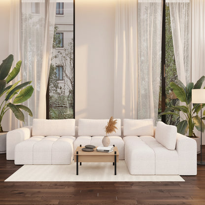 Front view of Sienna modular corner chaise sofa with clean contemporary design
